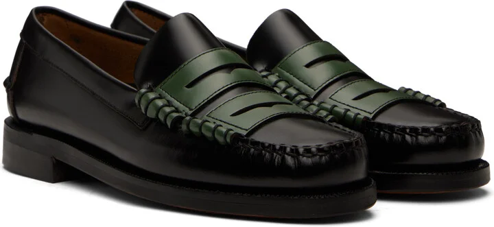Random Identities Black & Green Sebago Edition Double Penny Dan Loafers - Image 4