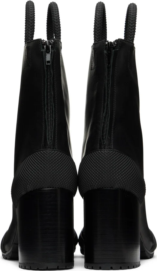 Random Identities Black Leather Worker Boots - Image 2