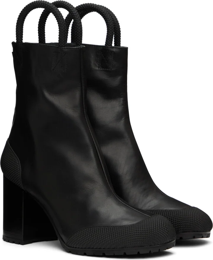 Random Identities Black Leather Worker Boots - Image 4