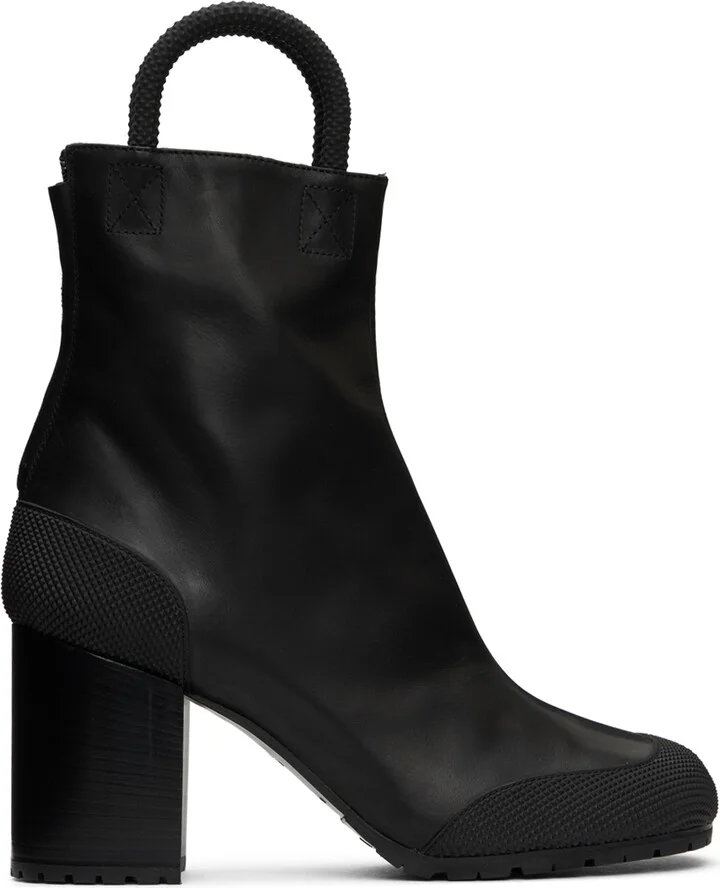 Random Identities Black Leather Worker Boots
