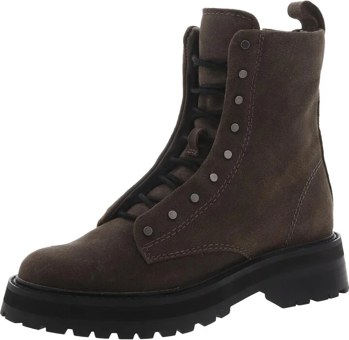 Ranier Womens Suede Lug Sole Motorcycle Boots