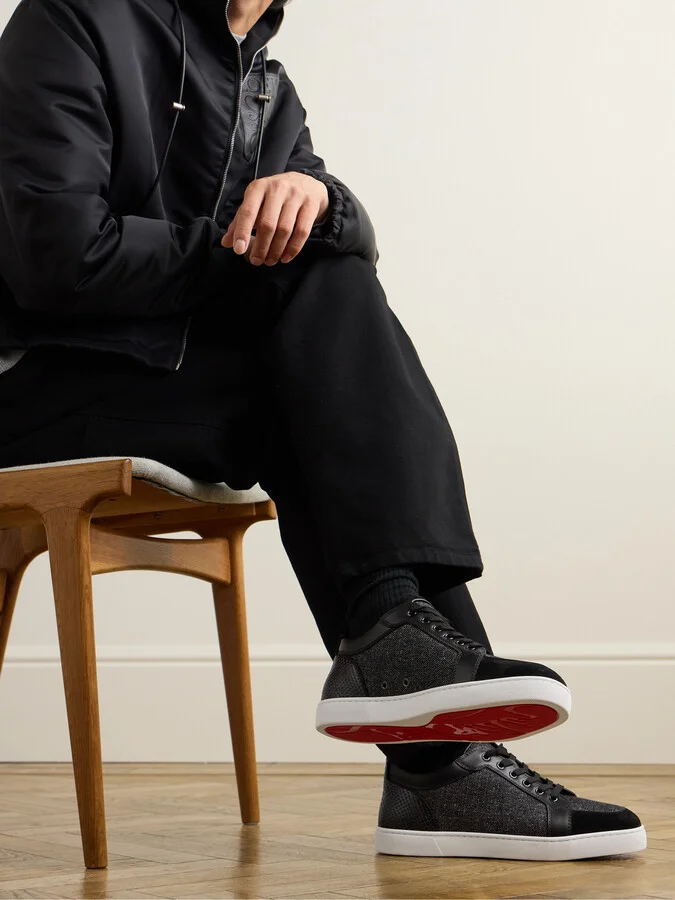 Rantulow Canvas, Snake-Effect Leather and Suede Sneakers - Image 2