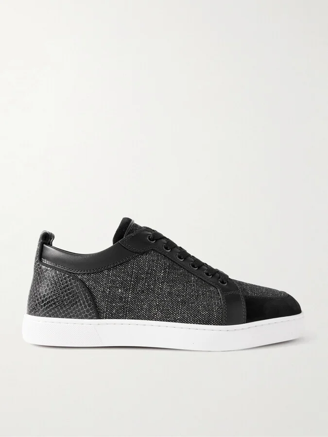 Rantulow Canvas, Snake-Effect Leather and Suede Sneakers