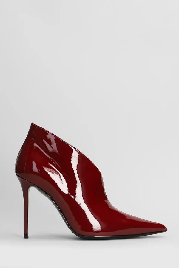 Raquel 105 High Heels Ankle Boots In Bordeaux Patent Leather