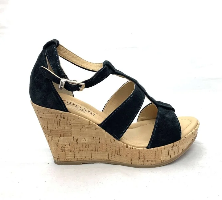 Raquel Platform Sandal In Navy Suede