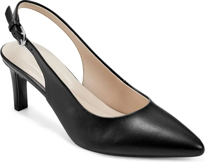RAVEEN 3 Womens Faux Leather Cushioned Footbed Slingback Heels