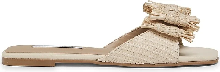 Ravello Raffia Double-Bow Slide Sandals