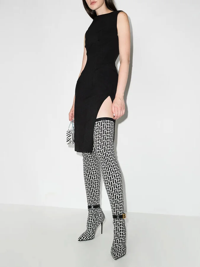 Raven monogram thigh-high boots - Image 3