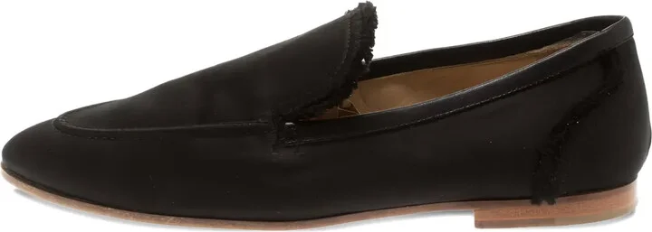 Raw-Edge Satin Loafers
