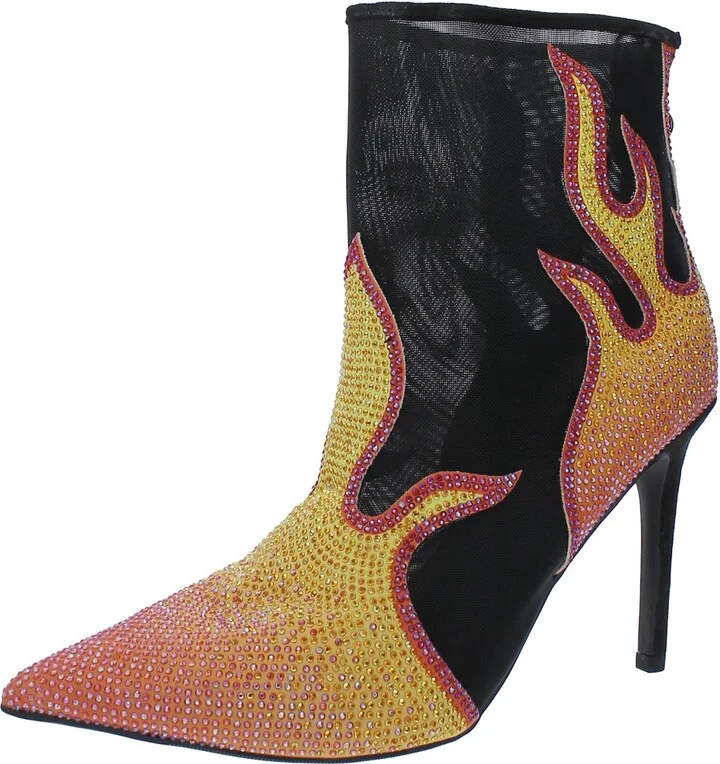 Rayenn Womens Faux Suede Rhinestone Ankle Boots