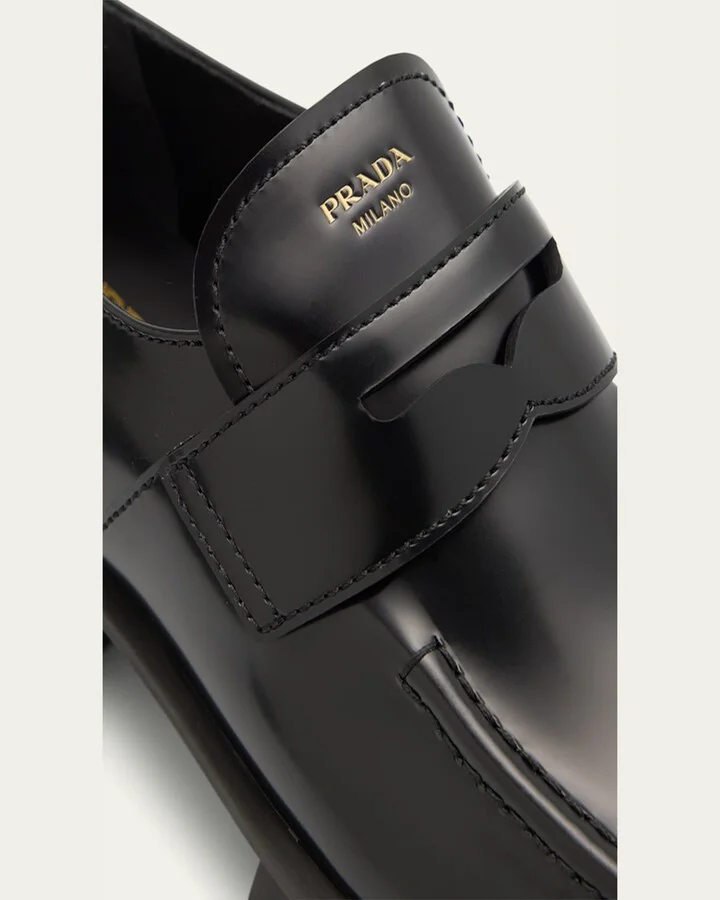 Re-Edition Brushed Leather Penny Loafers - Image 3