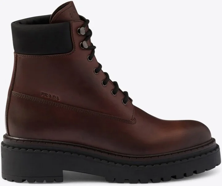 Re-Nylon and Leather Ankle Boots