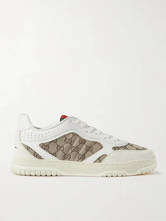 Re-Web Suede and Webbing-Trimmed Canvas and Leather Sneakers