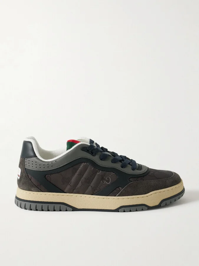 Re-Web Suede and Webbing-Trimmed Canvas and Leather Sneakers