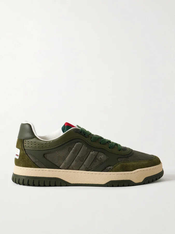 Re-Web Suede and Webbing-Trimmed Canvas and Leather Sneakers