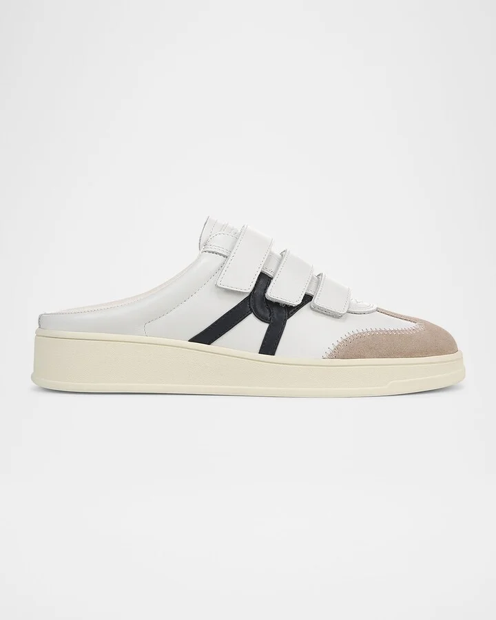 Reagan Mixed Leather Triple-Grip Mule Sneakers