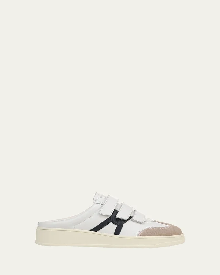 Reagan Mixed Leather Triple-Grip Mule Sneakers