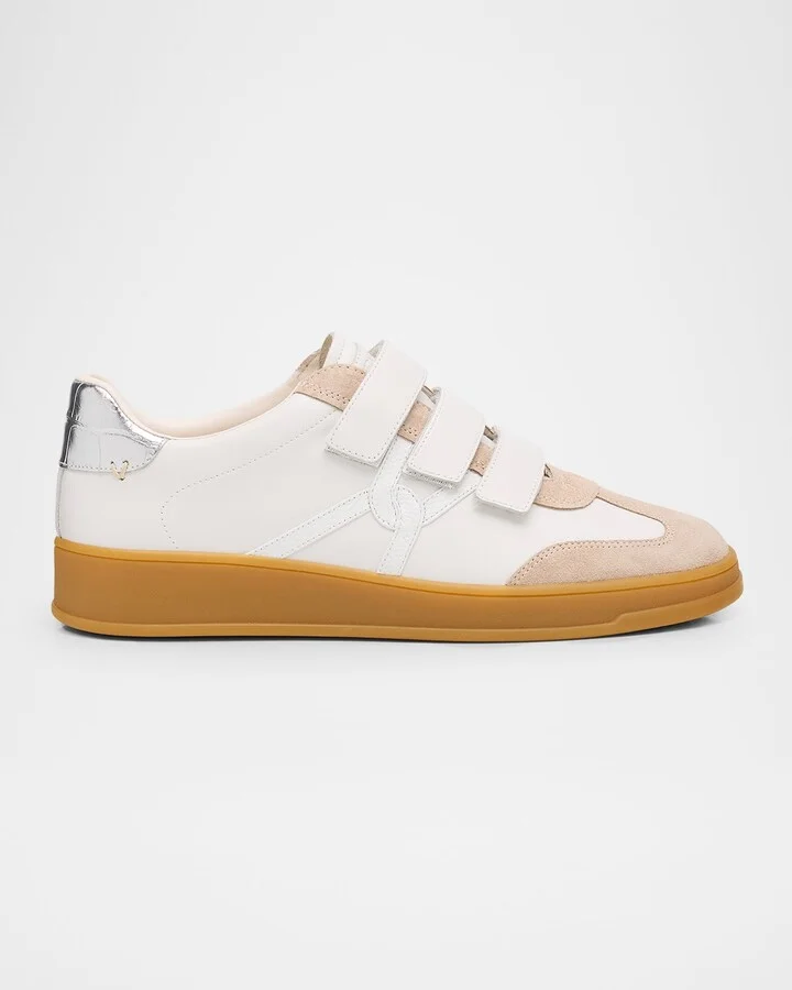 Reagan Mixed Leather Triple-Grip Sneakers
