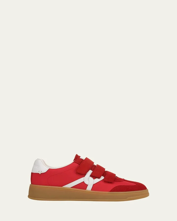Reagan Mixed Leather Triple-Grip Sneakers