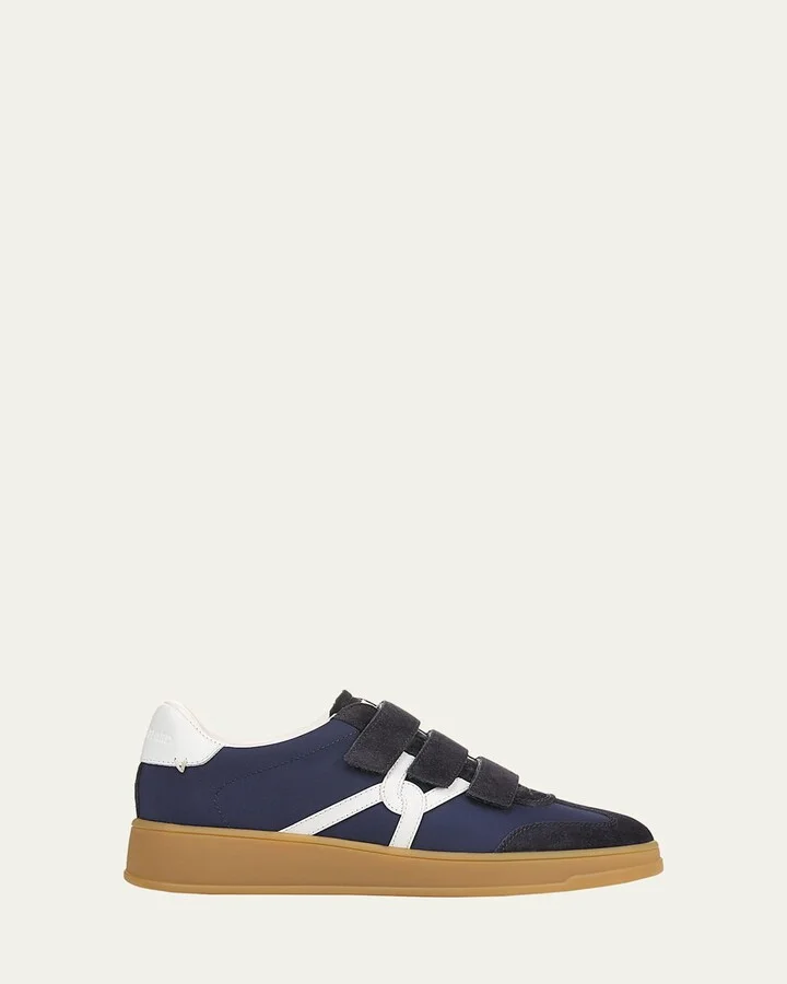 Reagan Mixed Leather Triple-Grip Sneakers