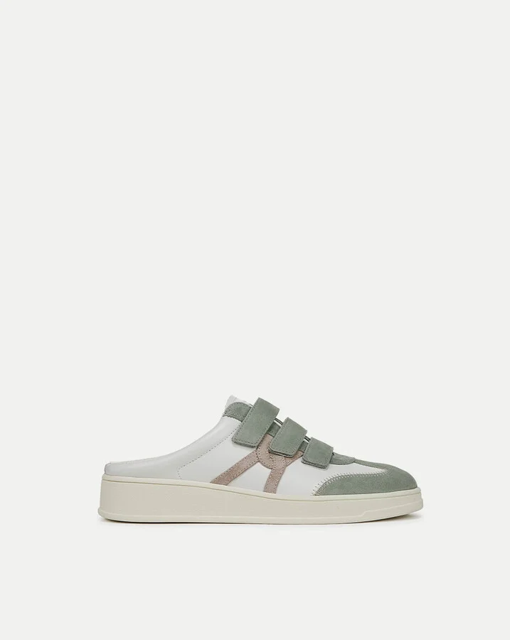Reagan Velcro Mule White Green