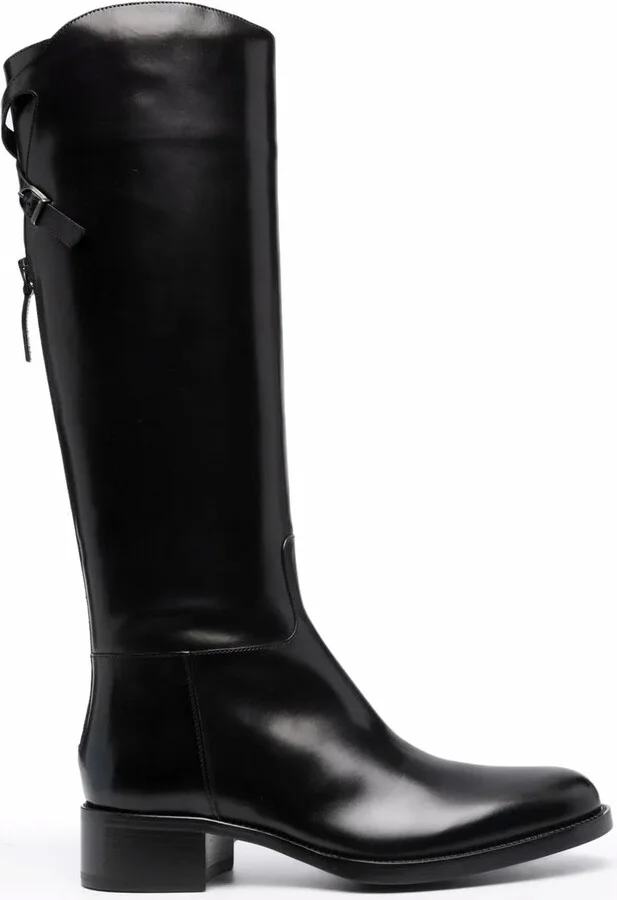 Rear-Zip Knee Length Boots