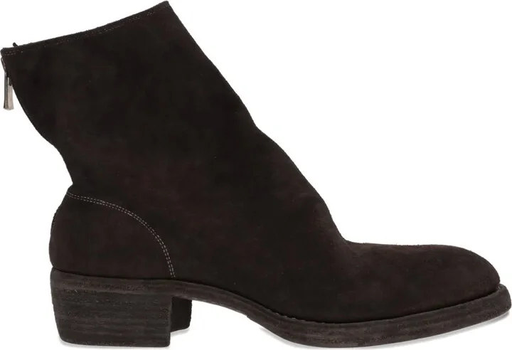 Rear-Zip Suede Boots