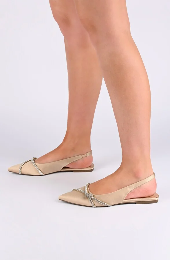 Rebbel Pavé Crystal Knot Slingback Flat - Image 11