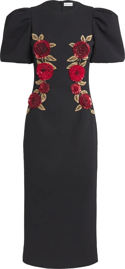Rebecca Vallance Appliqué Rosetta Midi Dress