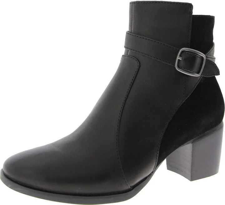 Rebecca Womens Leather Buckle Ankle Boots