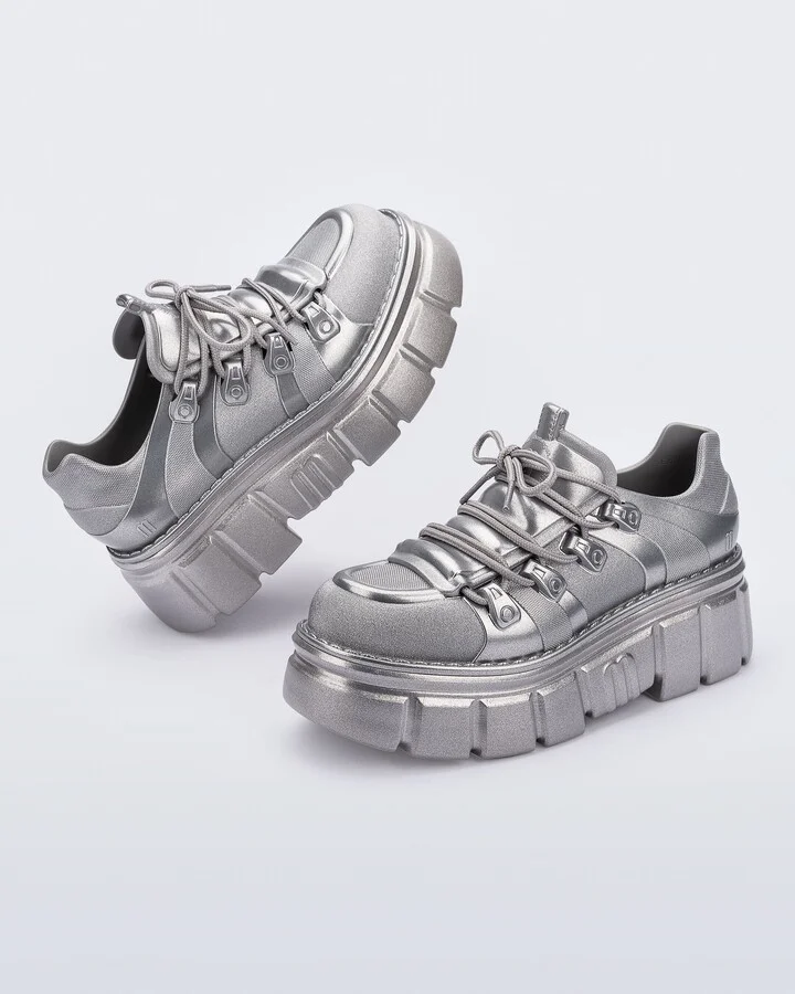 Rebel Platform Combat Boot - Silver - Image 2