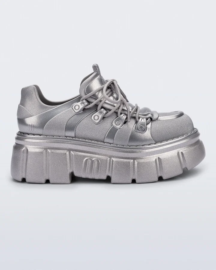 Rebel Platform Combat Boot - Silver - Image 4