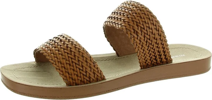 Rebell Womens Woven Faux Leather Slide Sandals