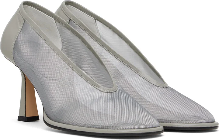 RECTO Gray Poppy Rounded Toe Heels - Image 4