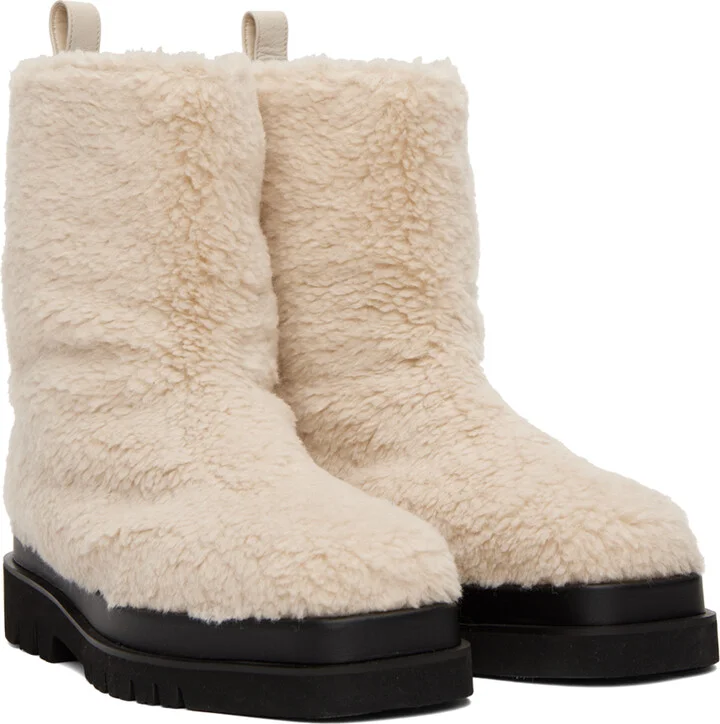 RECTO Off-White Alex Faux-Shearling Boots - Image 4