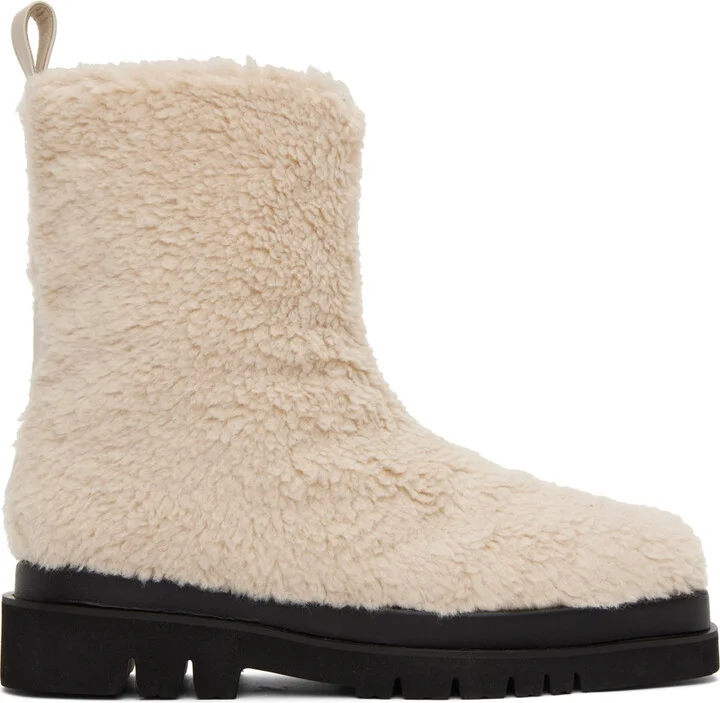RECTO Off-White Alex Faux-Shearling Boots