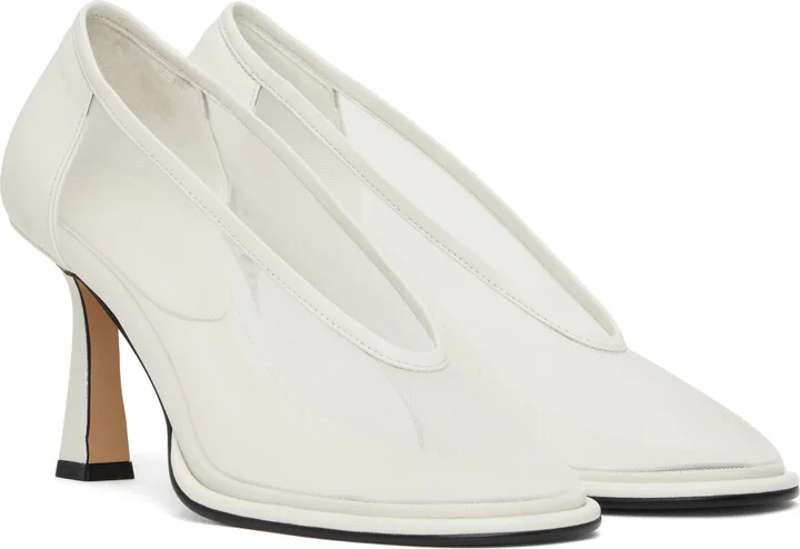 RECTO Off-White Poppy Rounded Toe Heels - Image 4