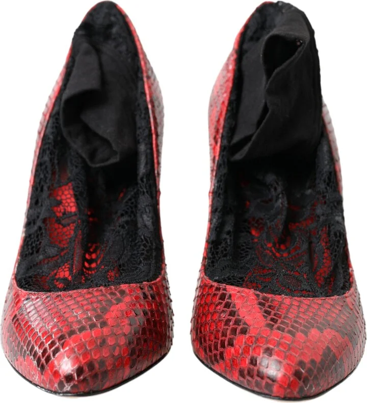 Red Ayers Leather Lace Socks Pumps Women's Shoes - Image 2