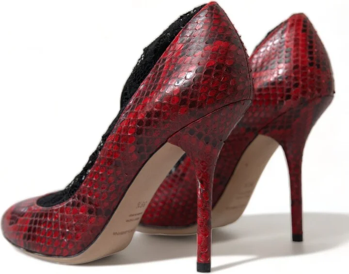 Red Ayers Leather Lace Socks Pumps Women's Shoes - Image 4