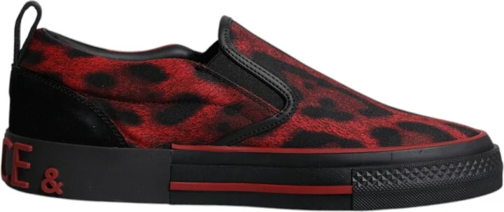 Red Black Leopard Cotton Men Low Top Sneakers Men's Shoes