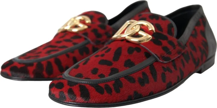 Red Black Leopard DG Loafers Formal Men Men's Shoes - Image 3