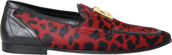 Red Black Leopard DG Loafers Formal Men Men's Shoes