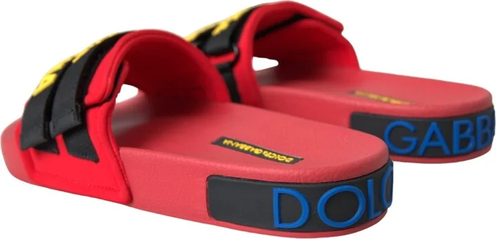 Red Black Logo Beachwear Flats Sandals Women's Shoes - Image 4