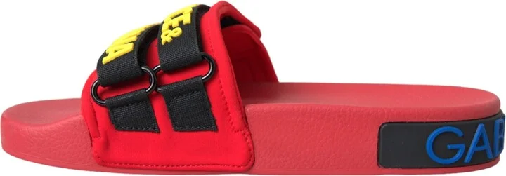 Red Black Logo Beachwear Flats Sandals Women's Shoes - Image 5