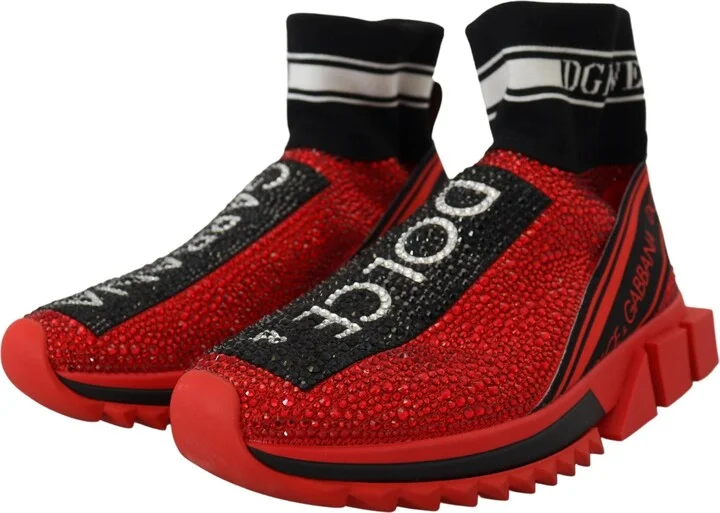 Red Bling Sorrento Sneakers Socks Women's Shoes - Image 3