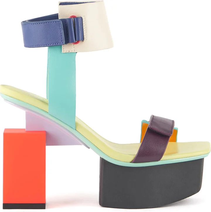 Red / Blue Cubist Sandal - Party
