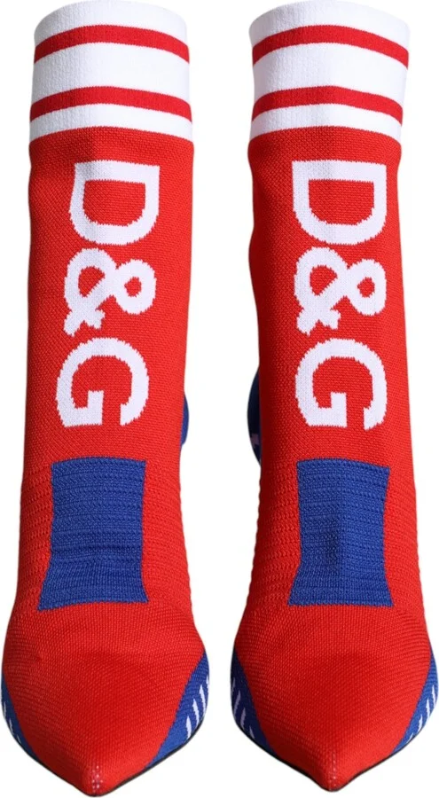 Red Blue Stretch Sock Style Ankle Boots Logo Women's Shoes - Image 2