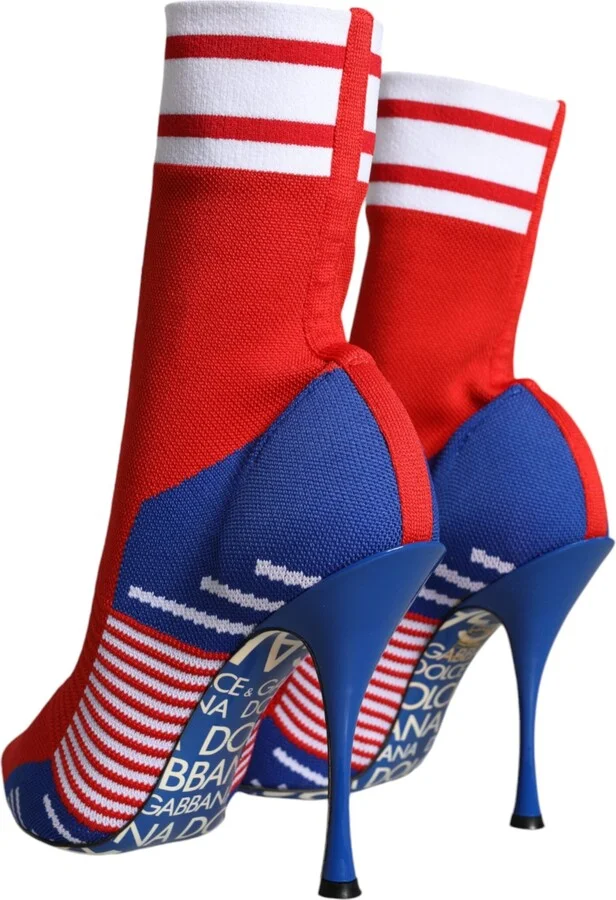 Red Blue Stretch Sock Style Ankle Boots Logo Women's Shoes - Image 4