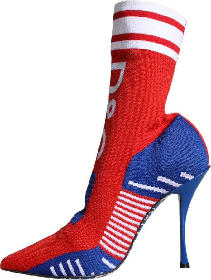 Red Blue Stretch Sock Style Ankle Boots Logo Women's Shoes - Image 5