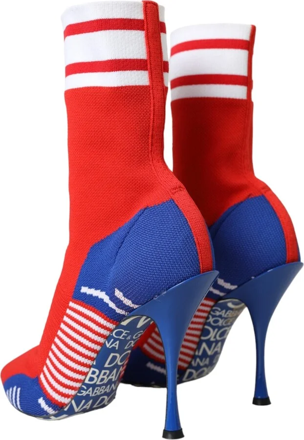 Red Blue Stretch Sock Style Ankle Boots Logo Women's Shoes - Image 4